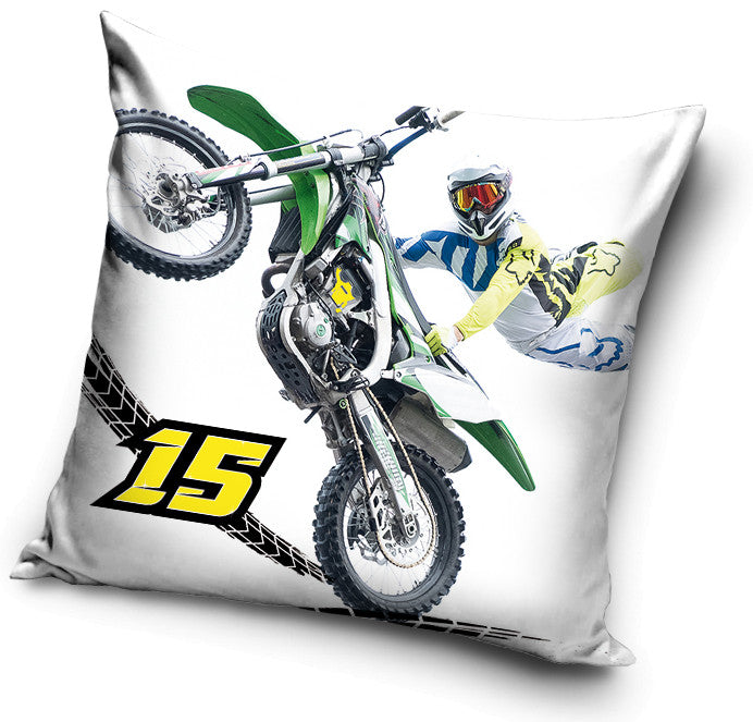 Motorrad White 15 Motocross Kissenbezug 40x40 cm