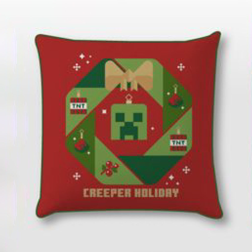Minecraft Creeper Holiday Weihnachts Dekokissenbezug 40x40 cm Samt