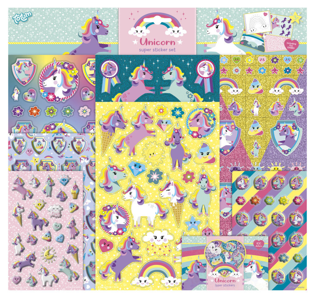 Einhorn Super Sticker-Set mit Spiel