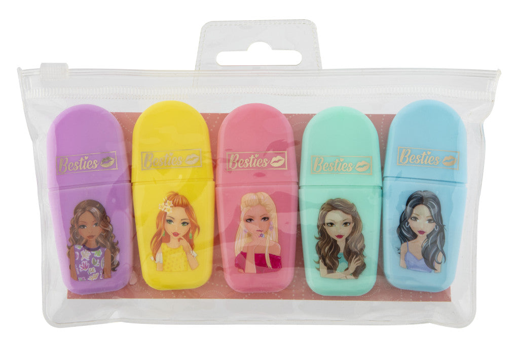 Farbe Besties Mädchen Mini Textmarker Set mit 5 Stück in der Box
