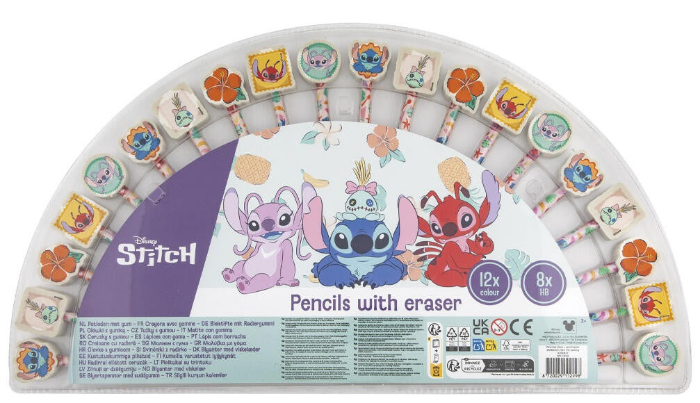 Disney Lilo und Stitch Aloha Bunt- und Grafitstift-Set mit Radiergummi, 20-teilig