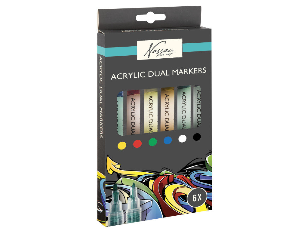 Farbe Nassau 6-teiliges Acryl-Doppelfilzstift-Set