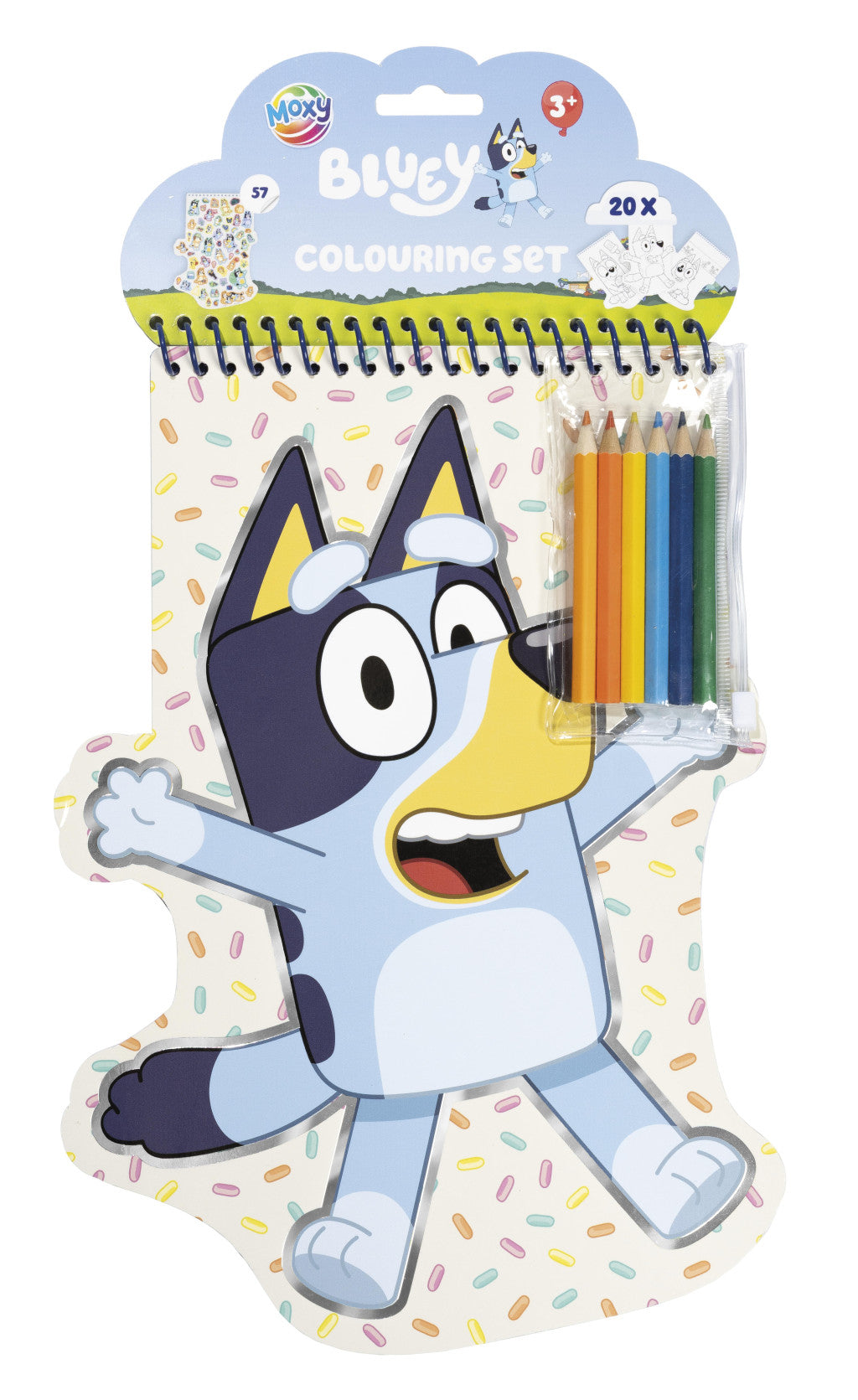 Bluey Happy Formen-Malset mit Aufklebern und Buntstiften