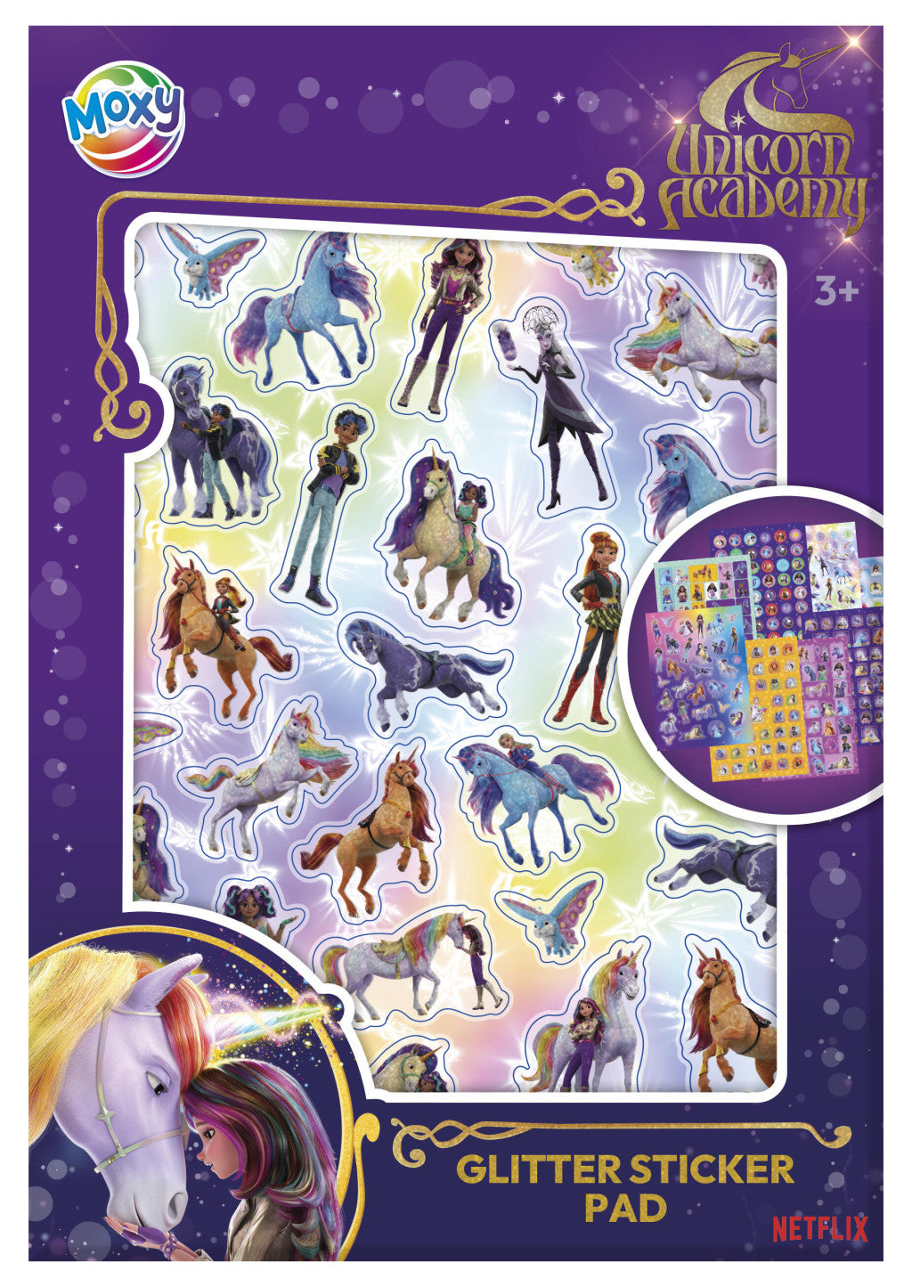 Unicorn Academy Magic glitzerndes Aufkleberalbum mit 8 Seiten