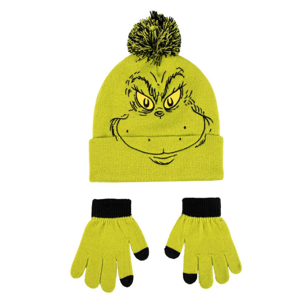 Der Grinch Smile Kinder Mütze + Handschuh-Set