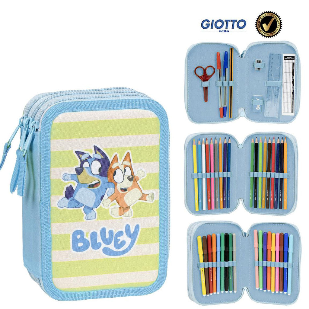Bluey Striped 3-stöckiges gefülltes Federmäppchen Giotto
