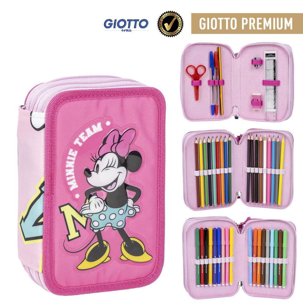 Disney Minnie Team gefülltes 3-stöckiges Federmäppchen Giotto