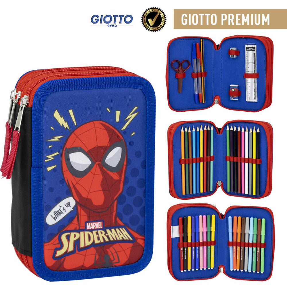 Spiderman What's Up 3-stöckiges gefülltes Federmäppchen Giotto