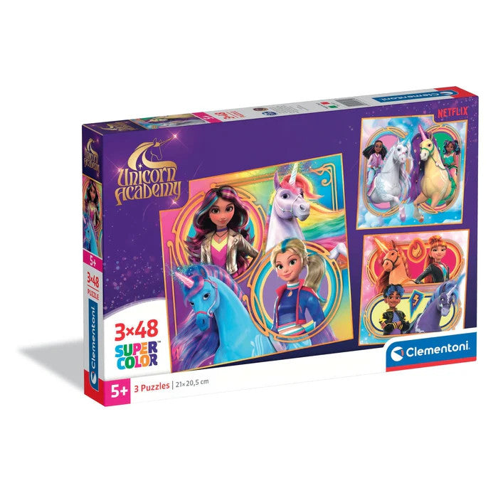 Unicorn Academy Riders 3x48 Stück Clementoni Puzzle