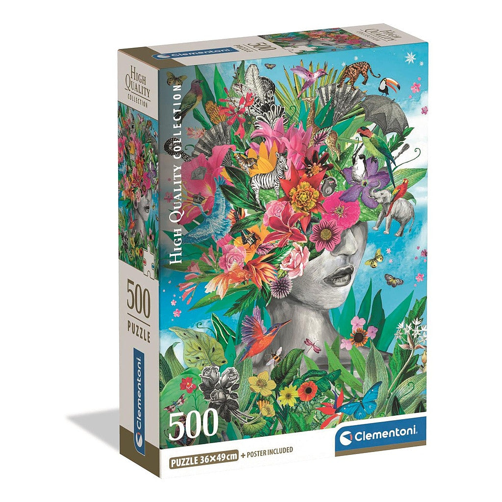 Farbe Head in Jungle Blühende Gedanken 500-teiliges Compact Puzzle Clementoni