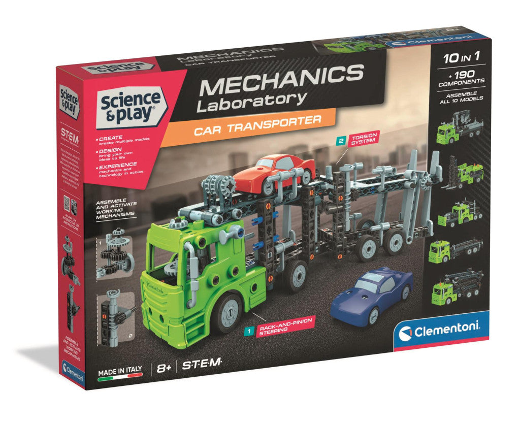 Fahrzeug Mechanics Autotransporter 10 in 1 Baukasten Clementoni