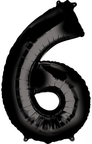 Nummer Black Riesen-Zahlen-Folienballon 6, 86*55 cm