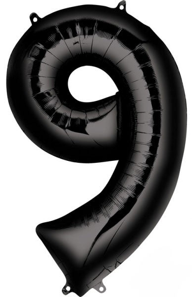 Nummer Schwarzer Riesen-Folienballon Zahl 9, 86*55 cm