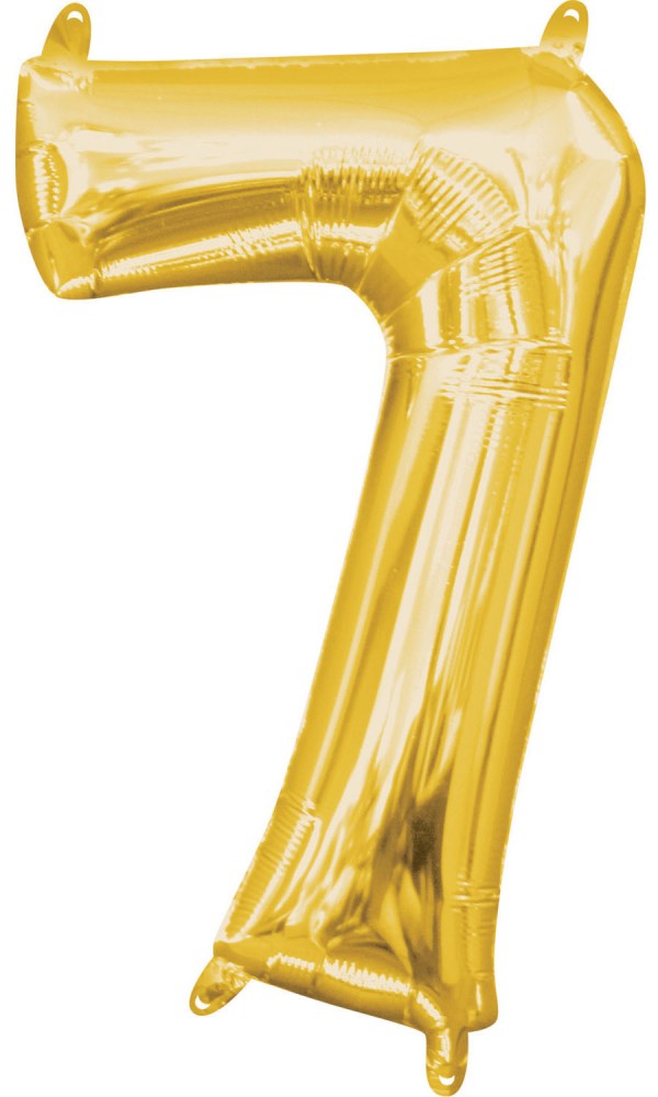 Nummer Gold, Gold Mini-Zahlen-Folienballon Nummer 7 - 40 cm