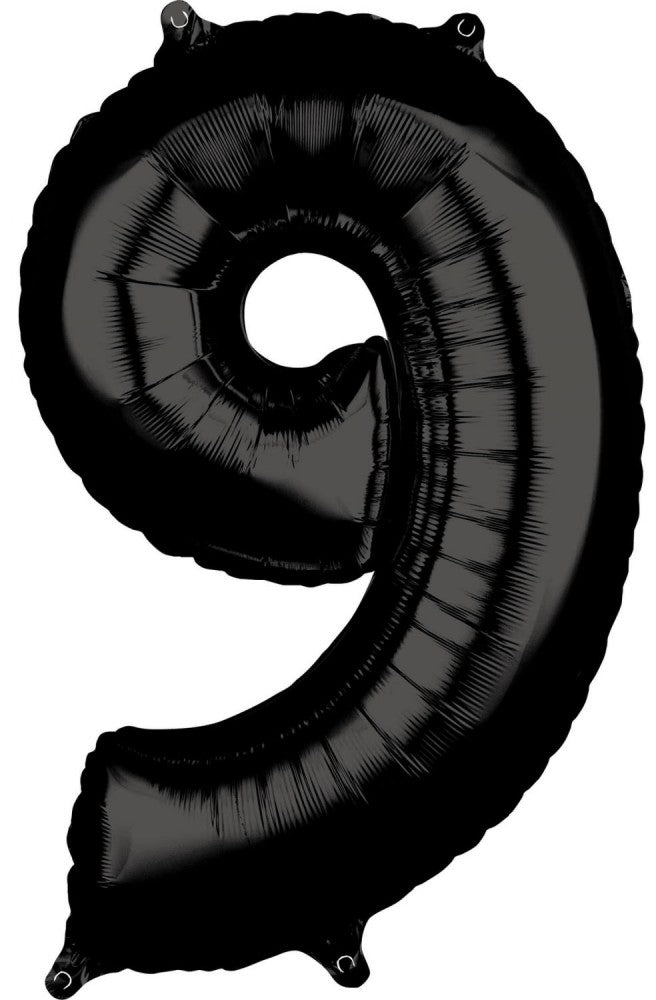 Nummer Black Zahl 9 Folienballon 66x43 cm