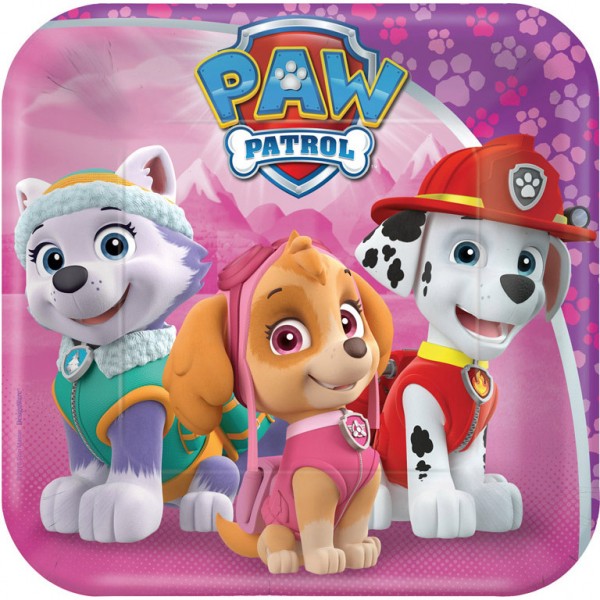 Paw Patrol Pink Pappteller 8 Stück 18 cm