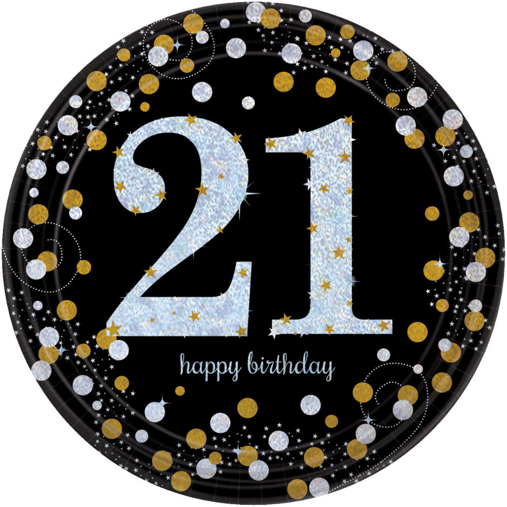 Geburtstag Gold Happy Birthday 21 Pappteller 8 Stk 23 cm