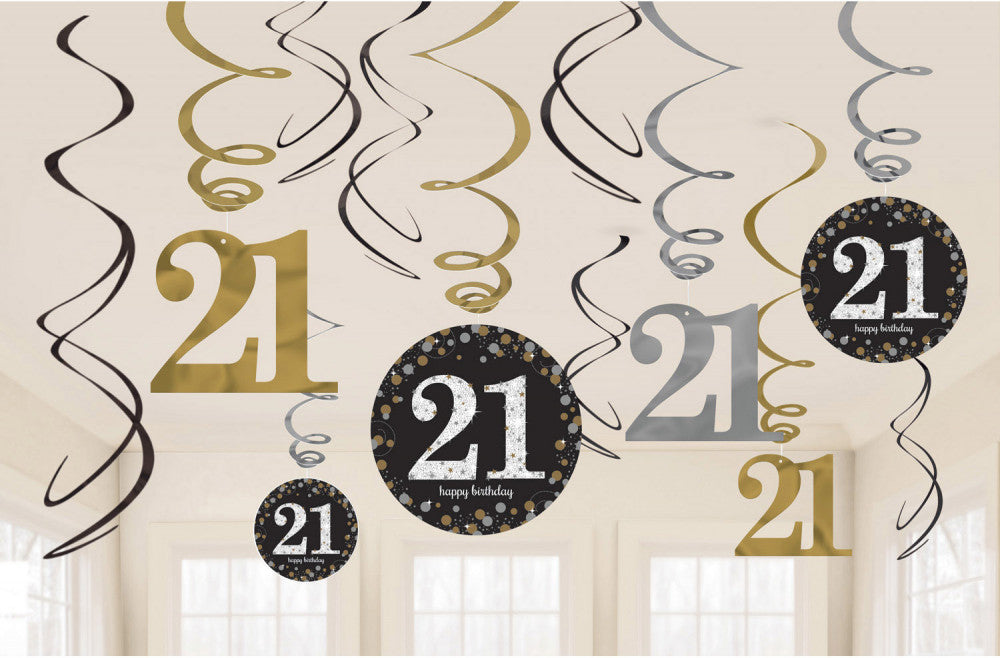 Geburtstag Happy Birthday Gold 21 Band Dekoration 12er Set