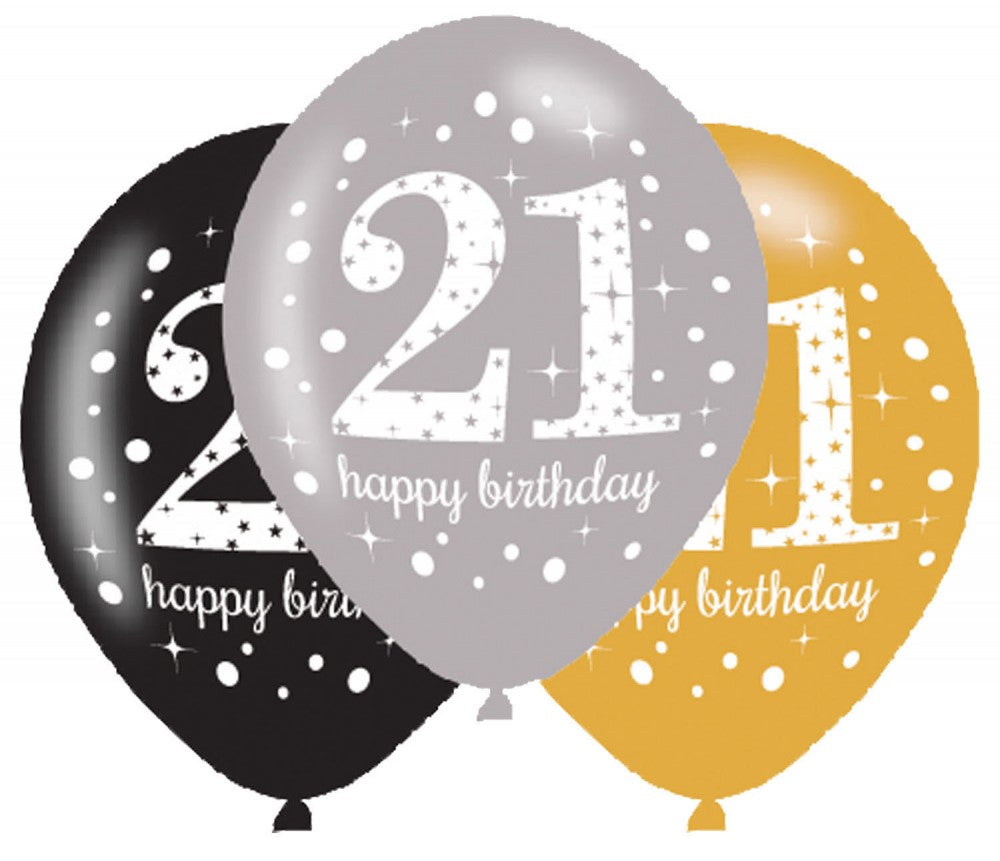 Geburtstag Gold Happy Birthday 21 Ballon, 6-teiliges Set 11 Zoll (27,5 cm)