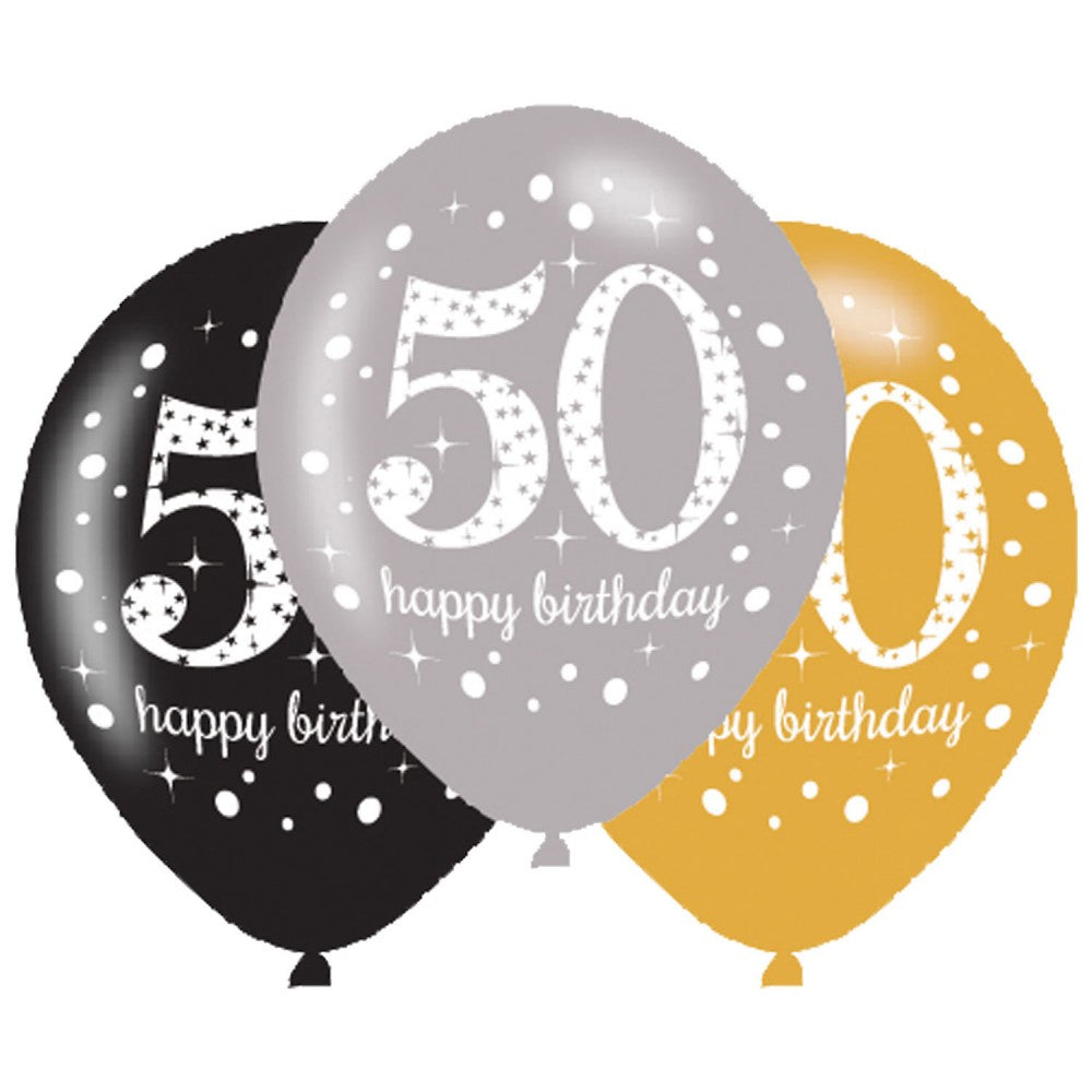 Geburtstag Gold Happy Birthday 50 Ballon, 6 Stück 11 Zoll (27,5 cm)