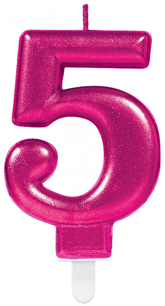 Nummer Pink Rosafarbene Zahlenkerze 5, Tortenkerze