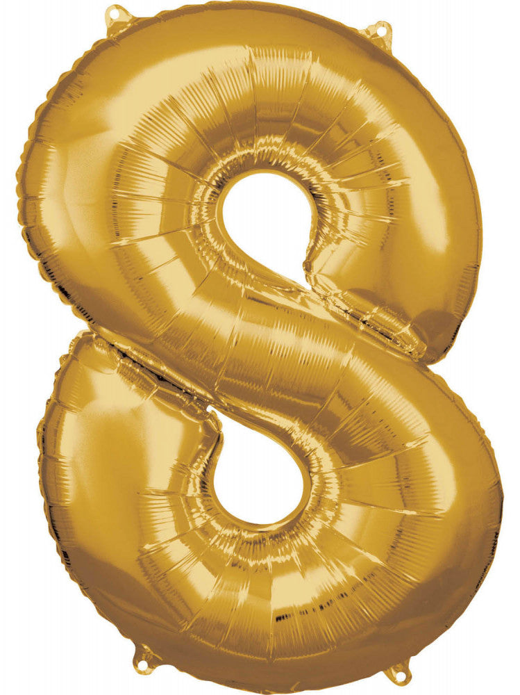 Nummer Gold, Riesen Zahl Folienballon 8, 83*55 cm