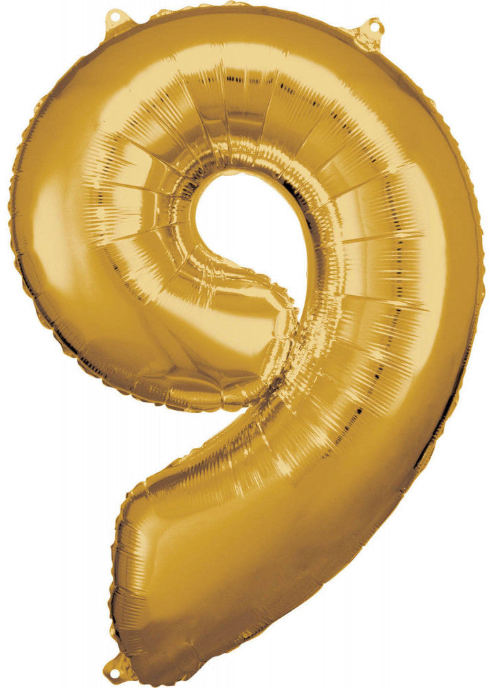 Nummer Gold, Riesen Folienballon Nummer 9, 83*58 cm
