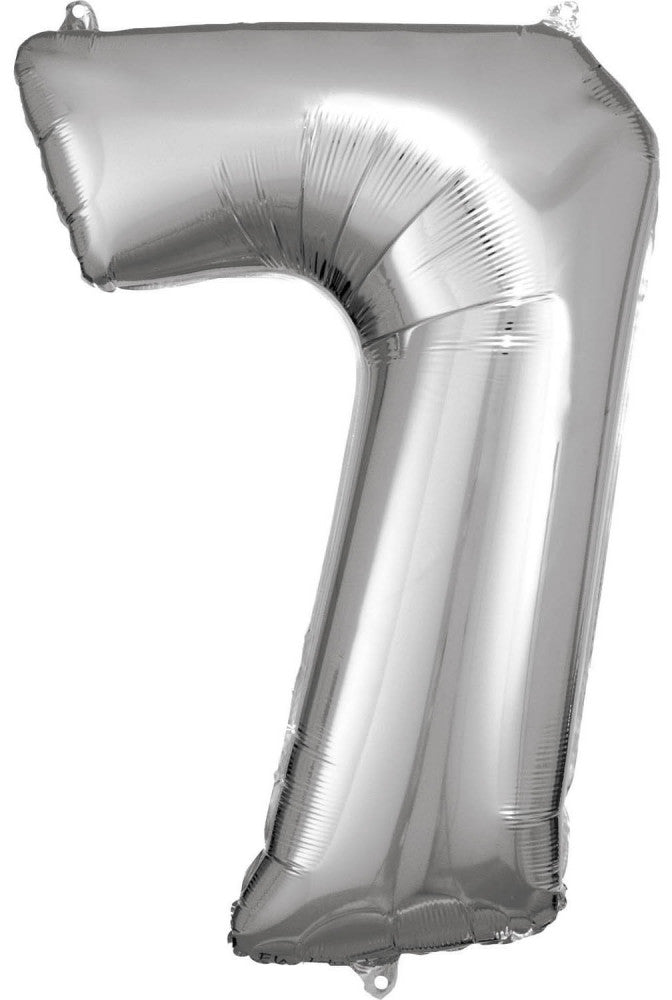 Nummer Riesen Silber Zahlen Folienballon 7, 83*55 cm