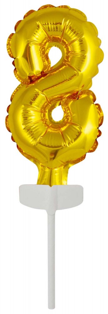 Nummer Gold 8er Folienballon für Kuchen 13 cm
