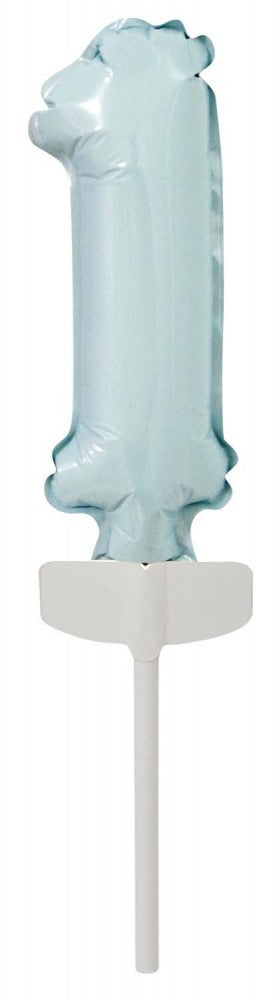 Nummer Pastellblau, Blaue Nummer 1 Folienballon für Kuchen 13 cm