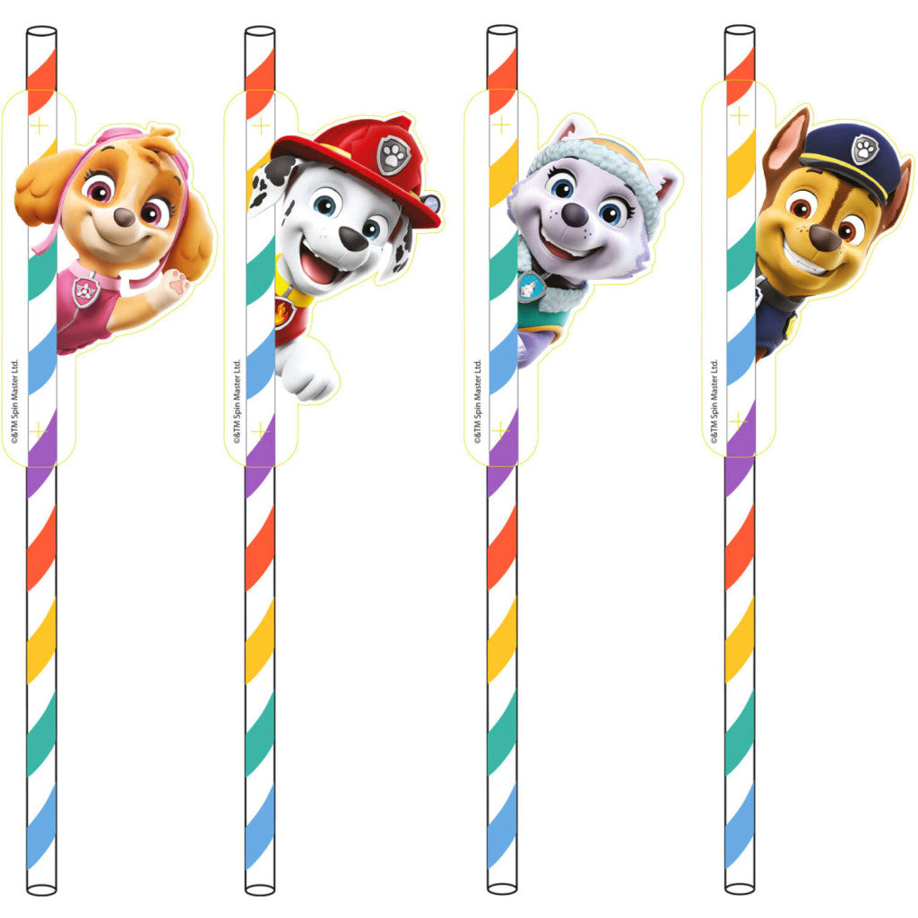 Paw Patrol Color Paws Papiertrinkhalm, 8 Stück Set