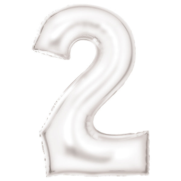 Nummer Lustre White, Zahl 2 Folienballon 86 cm