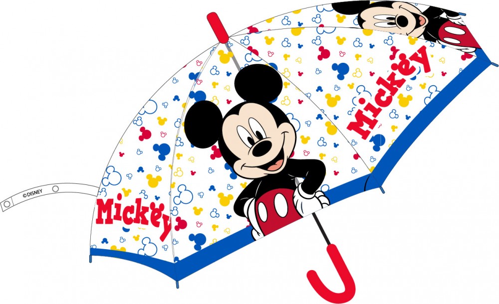 Disney Mickey  Kinder halbautomatischer transparenter Regenschirm Ø74 cm