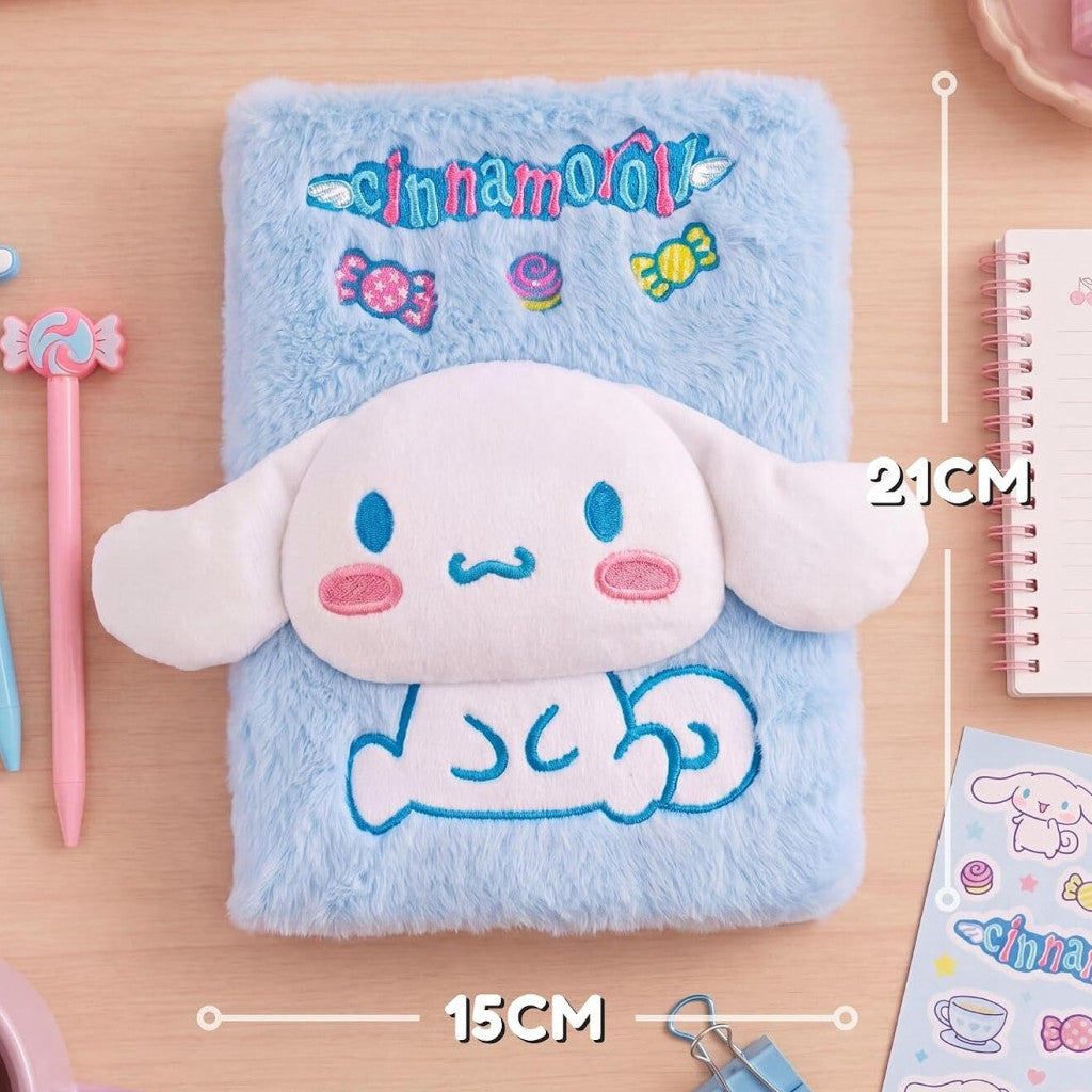 Hello Kitty Cinnamoroll plüss A5 notesz, jegyzetfüzet