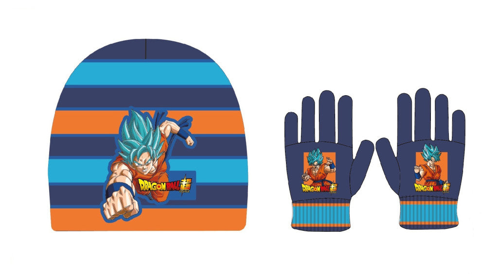 Dragon Ball Saiyan Blue Kinder Mütze und Handschuh Set