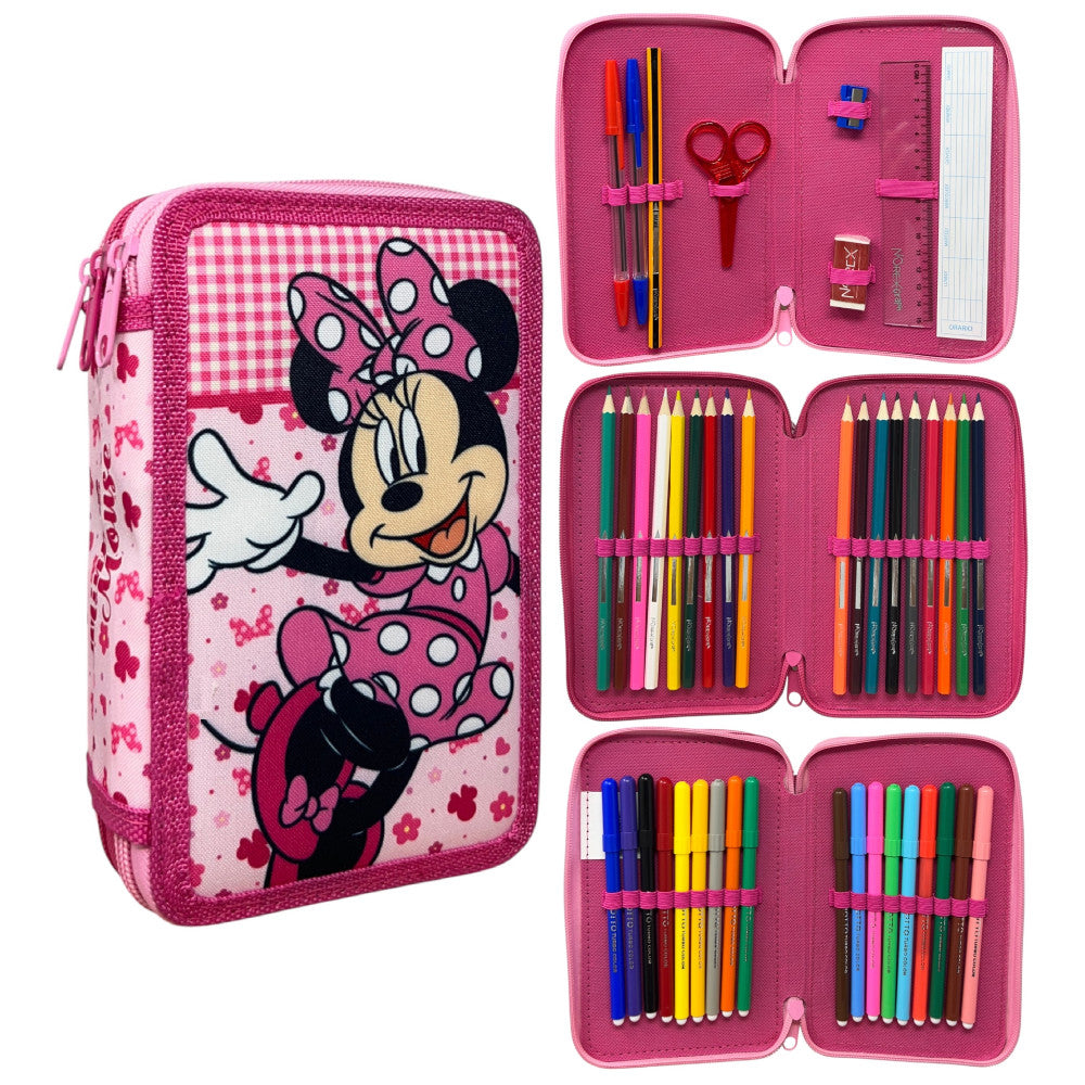 Disney Minnie  Lovely Charm 3-stöckiges gefülltes Federmäppchen