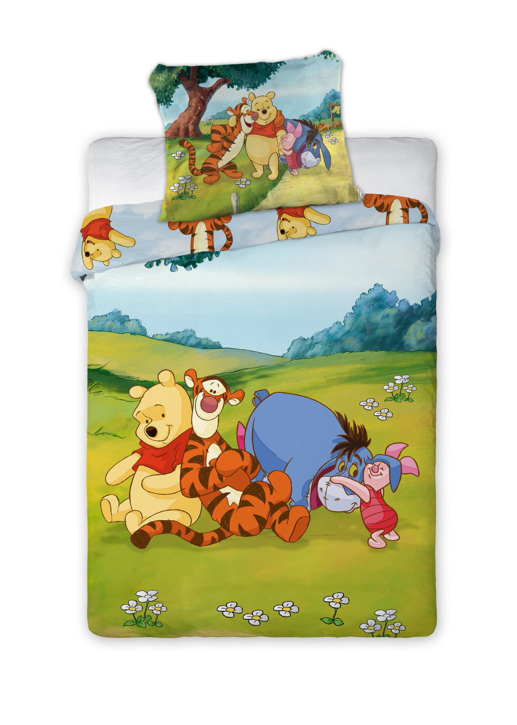 Disney Winnie Puuh Sunny Meadow Kinderbettwäsche, Kindergarten 100×135 cm, 40×60 cm