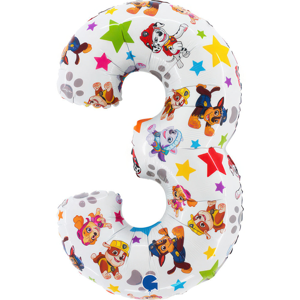 Paw Patrol Star Zahl 3 Folienballon 66 cm