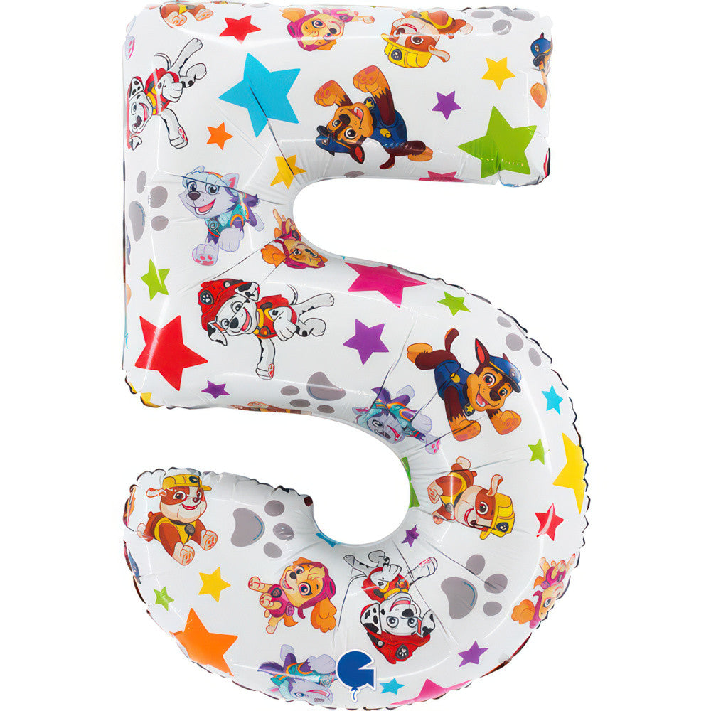 Paw Patrol Star Folienballon Zahl 5, 66 cm