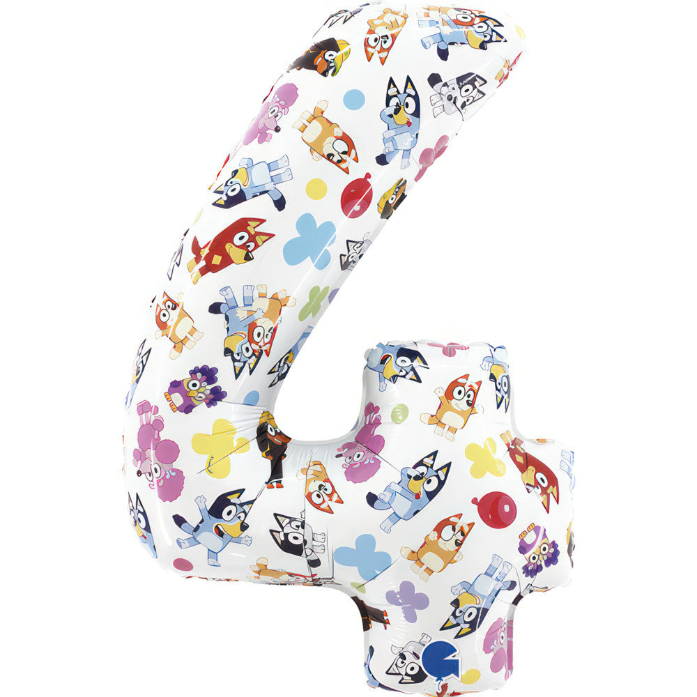 Bluey Friends Zahl 4 Folienballon 66 cm