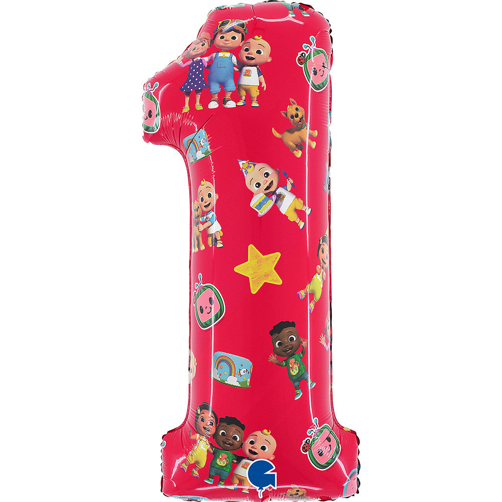 Cocomelon Red Folienballon Zahl 1, 66 cm