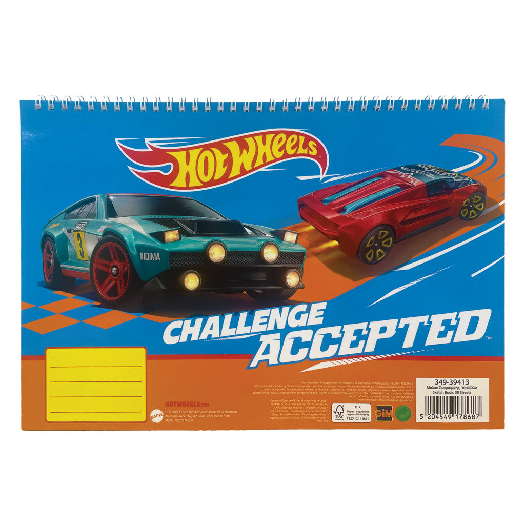 Hot Wheels Runner A4 Spiralnotizbuch, 30 Blatt