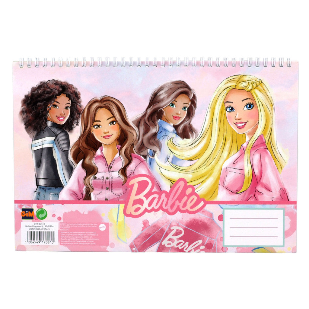 Barbie Paints A4 Spiral-Skizzenblock, 30 Blatt