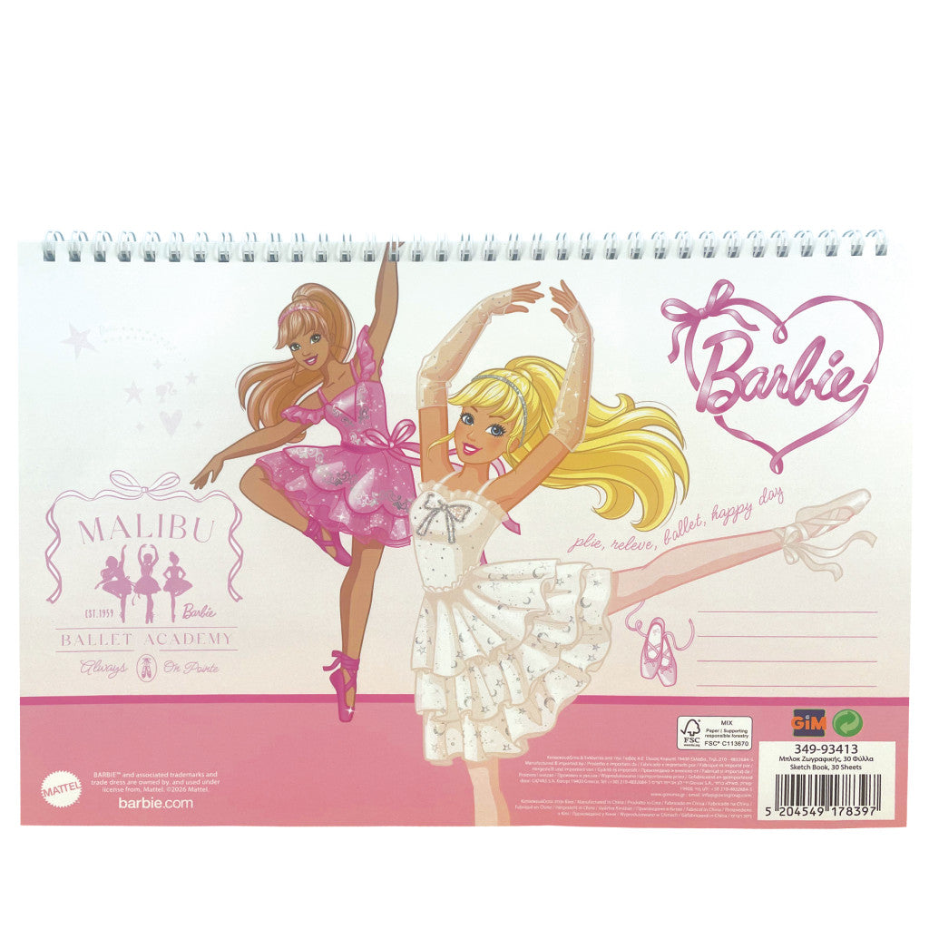 Barbie Ballerina A/4 Spiral-Skizzenbuch, 30 Blatt