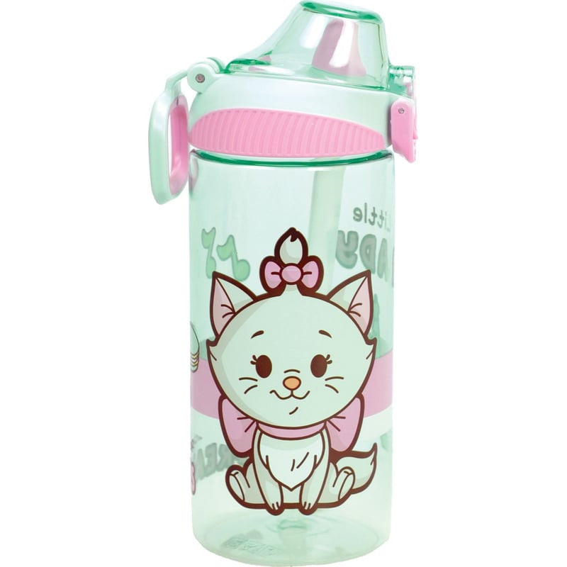 Disney Marie Little Lady Kunststoffflasche mit Strohhalm und Clip 450 ml