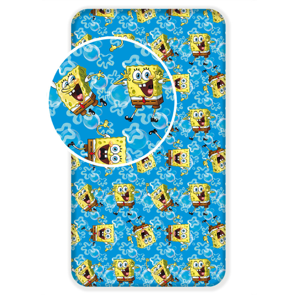 SpongeBob Schwammkopf Blue Spannbettlaken 90x200 cm
