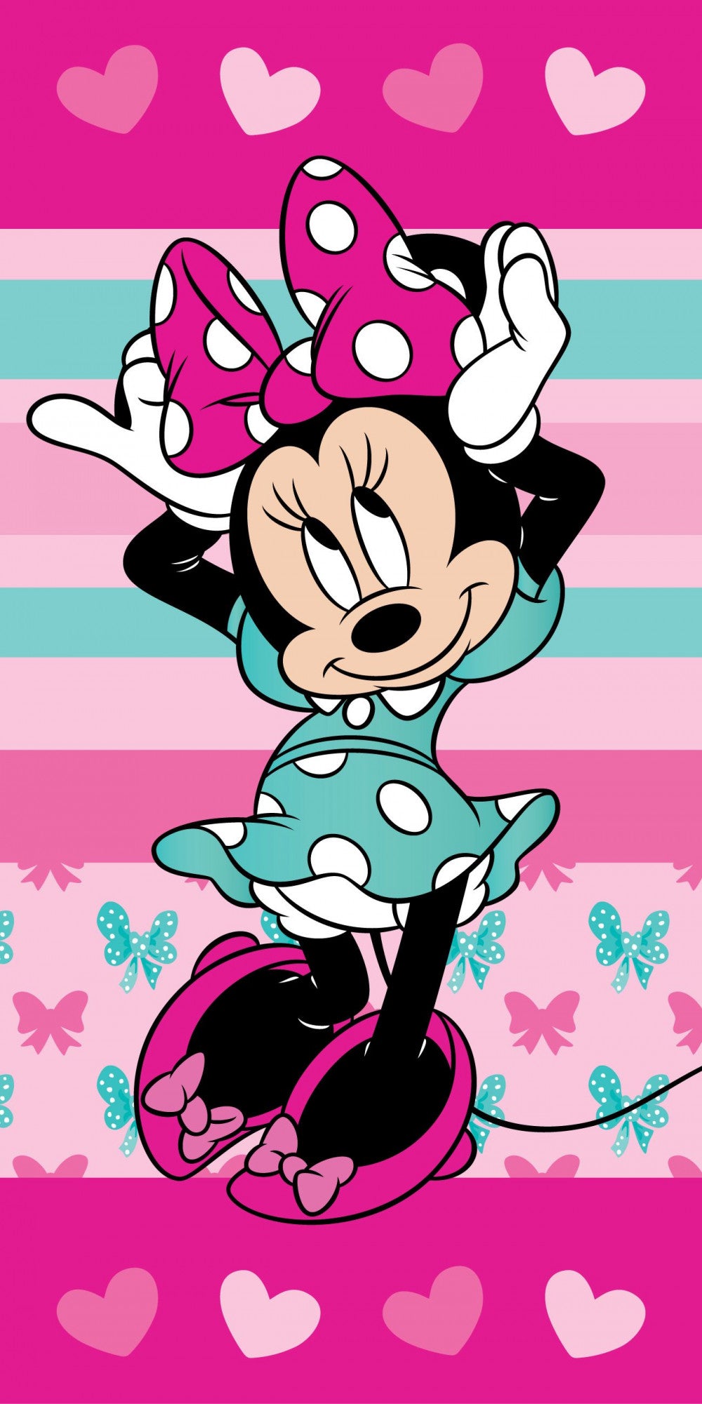 Disney Minnie  Hearts Badetuch, Strandtuch 70x140cm