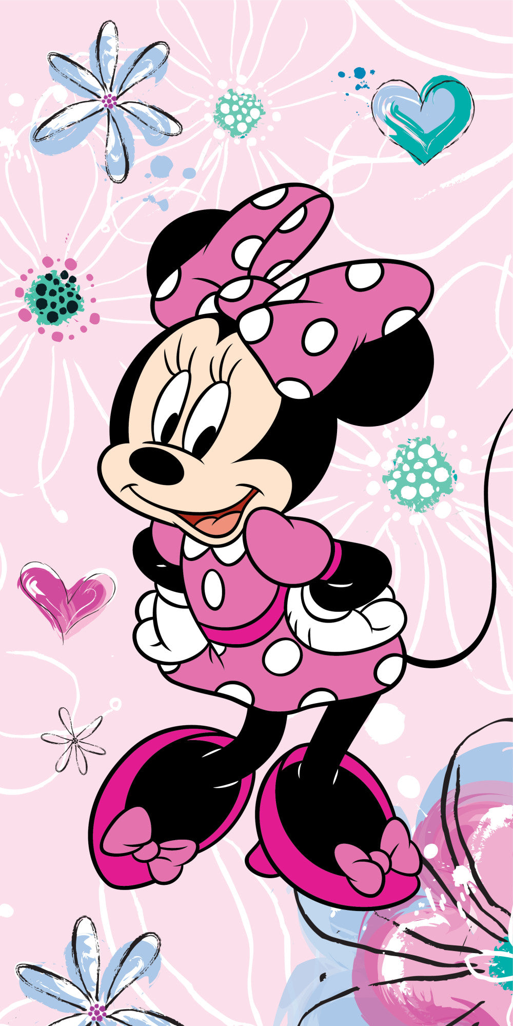 Disney Minnie  Pink Floral Strandtuch 70x140cm