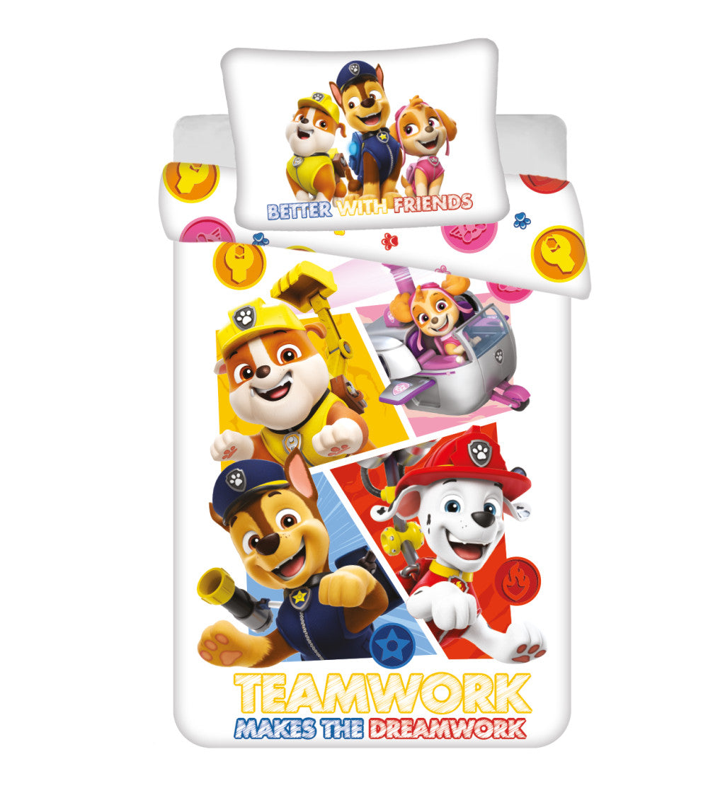 Paw Patrol Teamwork Kinderbettwäschebezug 100×135cm, 40×60 cm