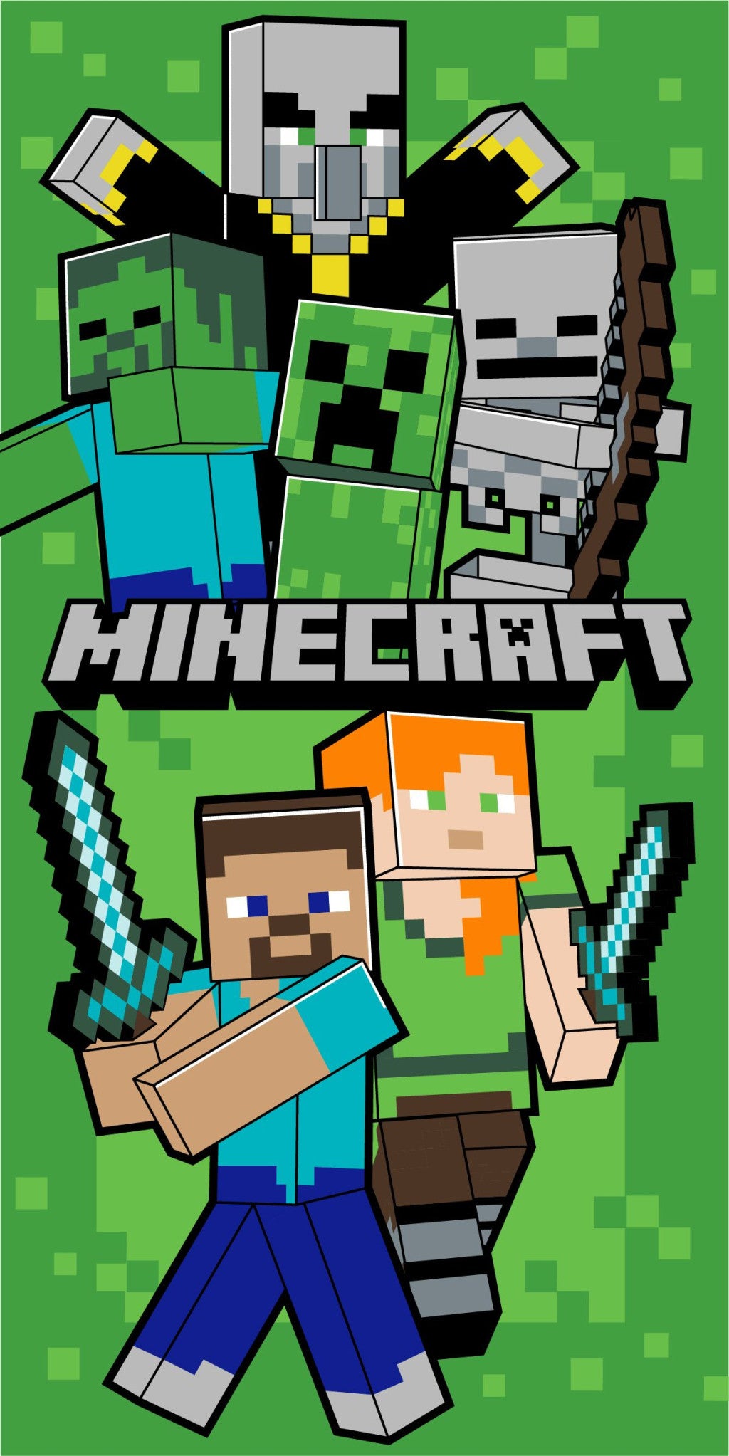 Minecraft Let's Survive Badetuch, Strandtuch 70x140cm